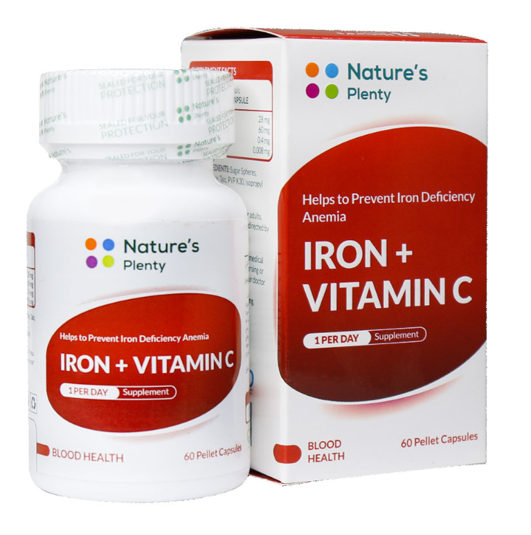 کپسول آهن با ویتامین C نیچرز پلنتی 60 عدد _ NATURES PLENTY IRON AND VITAMIN C 60 CAPS